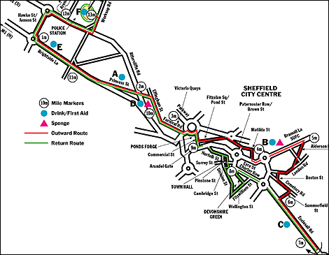 Sheffield half marathon route map