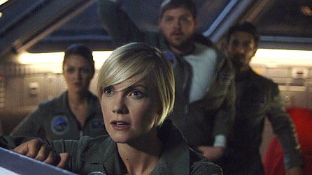 l-r: Paula Garces, Laura Harris, Dylan Taylor and Eyall Podell in Defying Gravity