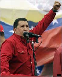 O presidente da Venezuela, Hugo Chávez, em evento em Caracas neste sábado