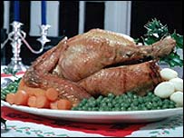 क्रिसमस पर टर्की पक्षी बड़े पैमाने पर खाया जाता है
