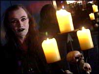 Goth with candles