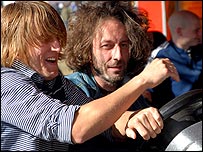 Dale enjoys the dodgems