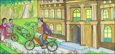 لالو در بایسکل از مهمانانش پذیرای می کند.