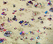 Aerial picture of people on the beach