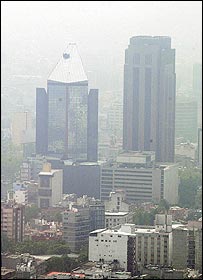 Vista aérea da poluição na Cidade do México