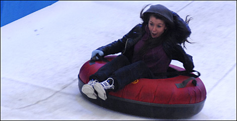 On the snow slide