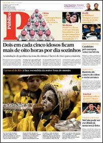 Capa do 'Público' destaca reportagem sobre o Carnaval no Rio