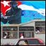 Carro e cartaz com bandeira cubana