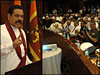 President Rajapaksa announcing the capture of Kilinochchi 