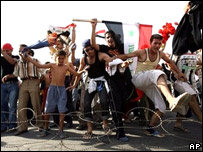 Irak milli takımının zaferini kutlayanlar