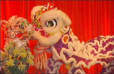 Lions dancing at the Chinese New Year Celebrations, Great Yarmouth Marina