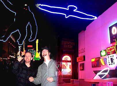 Ian with neon creatures