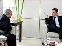 निकोलस सार्कोज़ी और प्रणब मुखर्जी