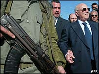 Ahmed Qurei e seguranças