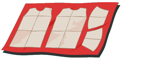 Fabric with a pattern laid out on it.