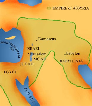 Map showing the places associated with Isaiah
