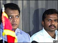 LTTE leader V Prabhakaran (L) and Karuna (V Muralitharan)