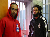 Shyam & Purple outside Mandela's old cell in South Africa