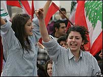 Manifestantes em Beirute no dia 1 de março