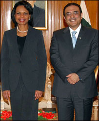 कोंडोलीज़ा राइस और आसिफ़ अली ज़रदारी