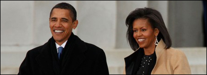 Ông Barack Obama và vợ tại Washington DC ngày 18.01.2009