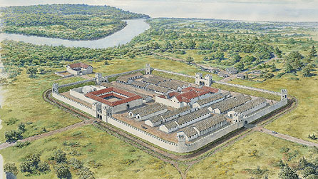 Ail-gread o gaer Rufeinig Segontium ger Caernarfon © Cadw. Llywodraeth Cynulliad Cymru. (Hawlfraint y Goron).