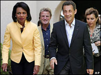 Nicolas Sarkozy e Condoleezza Rice