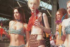 Young women model knitted Bikinis at Alternative Fashion Week, London