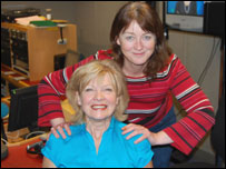 Karen Buchanan massages Jackie Hamilton