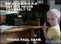 Small boy near a radio set