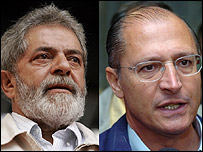 لوئيس ايناسيو لولا دا سيلوا، (سمت چپ) و جرالدو آلکمين 