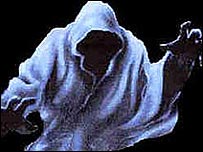 Ghostly hooded figure