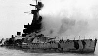 The Nazi pocket battleship Admiral Graf Spee burns just 7km off Montevideo harbour