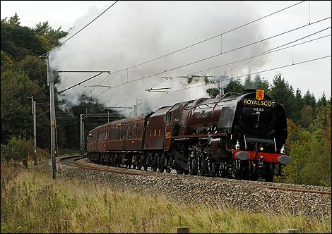LMS 8P Class 4-6-2 No. 6233 'Duchess of Sutherland'  seen at Frimby Grange near Shap with the southbound 'Royal Scot' rail tour. Shep Woolley
