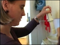 Woman using food processor