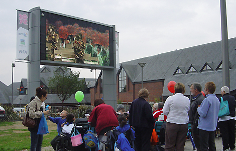 Watching the Beijing Paralympic closing ceremony on the Big Screen in Walthamstow