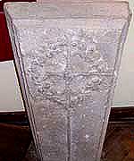 A Knights Templar grave slab, showing the floriate cross.  The slab itself is of light grey Purbeck "marble" from the famous quarries on the Isle of Purbeck in Dorset.  It is likely that the slab was made to order and the crosses carved at the quarry itself poss 13th century. It is probably a part of the tomb of the Preceptor of Temple Dinsley.