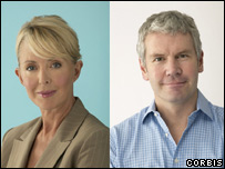 Retratos de uma mulher e um homem de negócios de meia idade