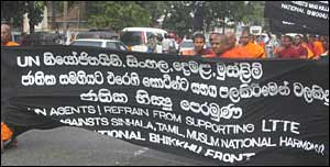 Monks marching towards UN office