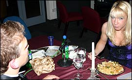 Iain and his date at dinner.