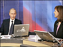 ولاديمير پوتين و بريجيت کندال، گزارشگر بی بی سی 