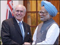 ऑस्ट्रेलिया के प्रधानमंत्री जॉन हॉवर्ड और प्रधानमंत्री मनमोहन सिंह