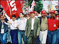 Líderes da CUT e da Força Sindical (Foto: Dirce Ferreira)