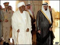 ملک عبدالله پادشاه سعودی و عمر البشیر رییس جمهوری سودان