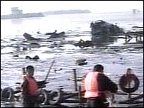 Local em que caiu o avião em Baoutou, na China