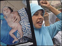 Manifestantes na Indonésia