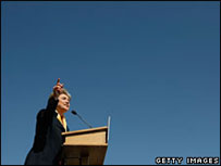 Hillary Clinton durante campanha no Estado de Indiana