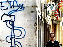 Grafite com mensagem pró-ETA no norte da Espanha