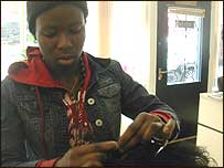 hairdresser in action!