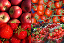 Red food - berries, apples, strawberries, tomatoes